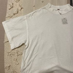 NWT FREE PEOPLE WHITE BOXY MOCK NECK SHIRT